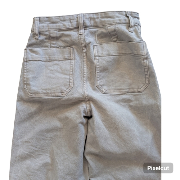Madewell Light Gray Cropped Wide Leg Jeans Size 23 High Waisted Cotton - Picture 6 of 11